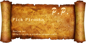 Pick Piroska névjegykártya